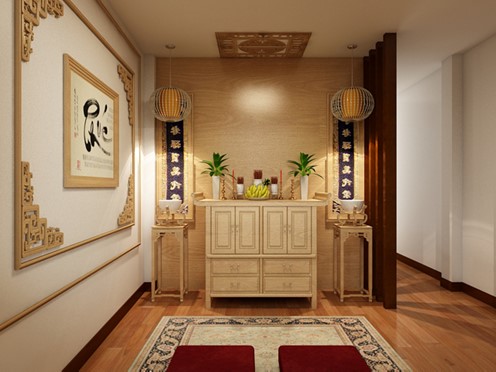 Kh&ocirc;ng gian ph&ograve;ng thờ trang trọng, ấm &aacute;p.