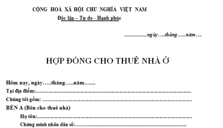 cận cảnh bản hợp đồng thuê nhà ở