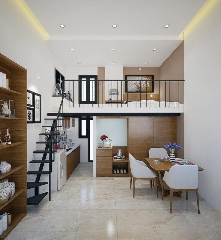 Phòng trọ 30m2 có gác lửng được nhiều người ưa chuộng.