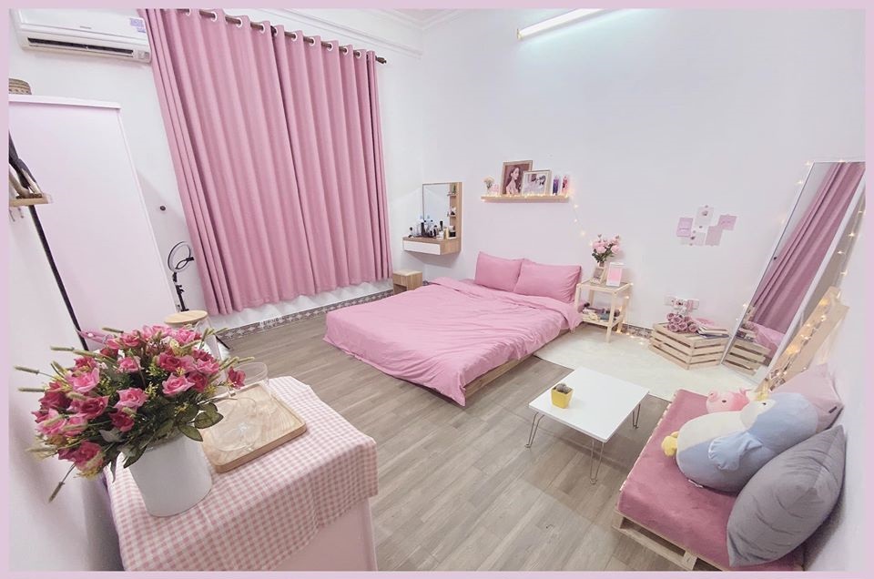 trang-tri-phong-tro-mau-hong trang trí phòng trọ màu hồng
