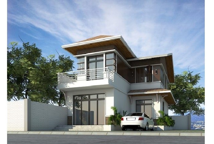 Phối cảnh mẫu biệt thự 2 tầng m&aacute;i Th&aacute;i hiện đại