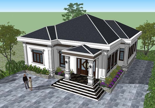 Phối cảnh mẫu nhà vườn 1 tầng