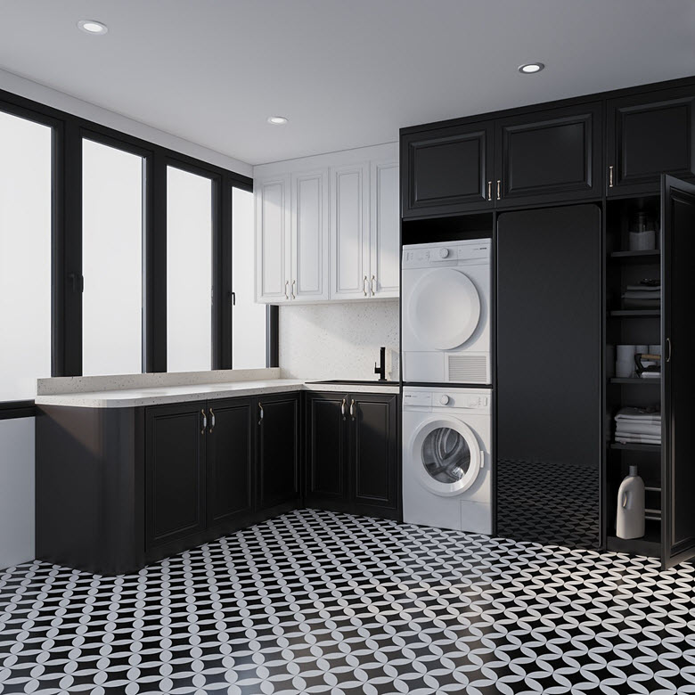 Ph&ograve;ng giặt sấy ở tầng dưới với đủ đầy trang thiết bị hiện đại.