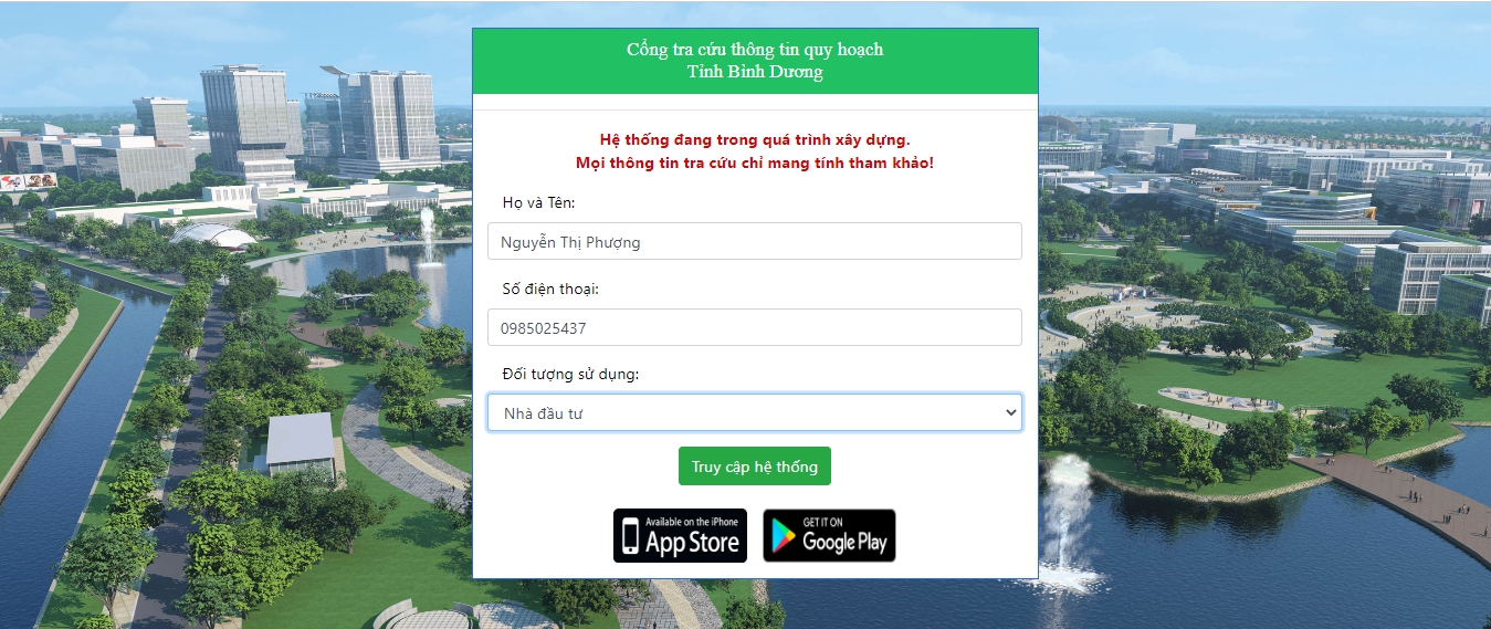 phần mềm tra cứu quy hoạch bình dương