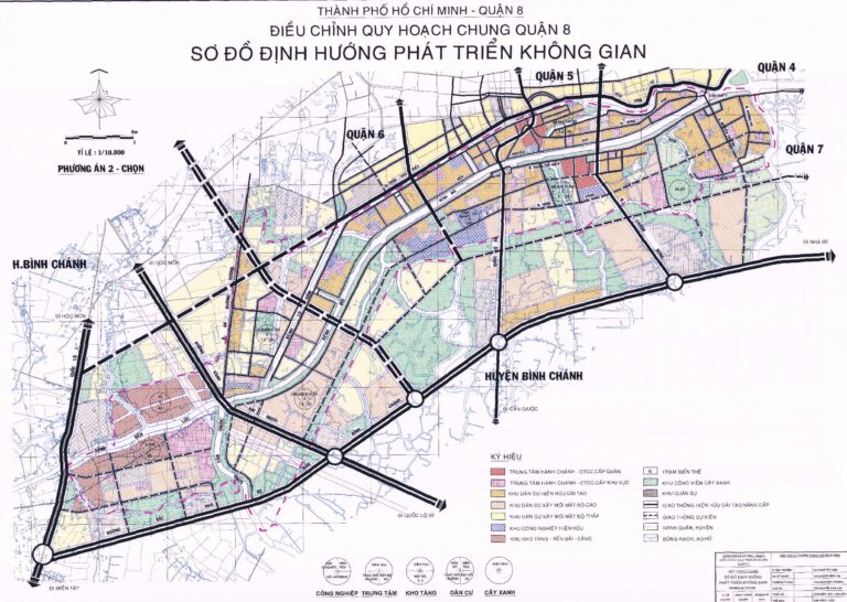 Bản đồ quy hoạch Quận 8 về định hướng phát triển không gian