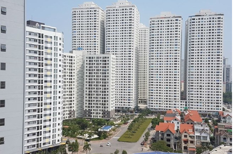 hình ảnh khu chung cư cao tầng đã hoàn thiện và đi vào sử dụng