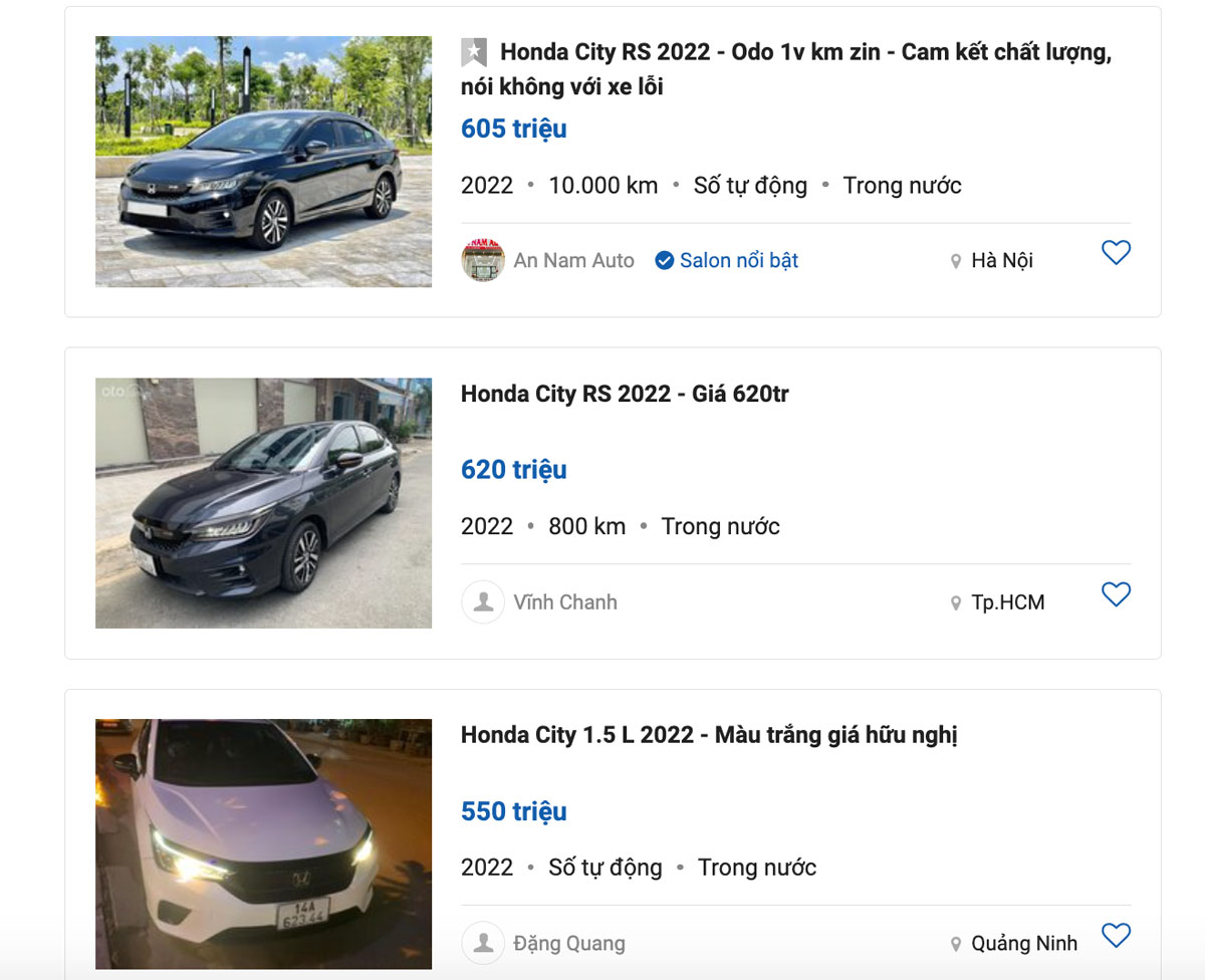 Giá xe Honda City cũ