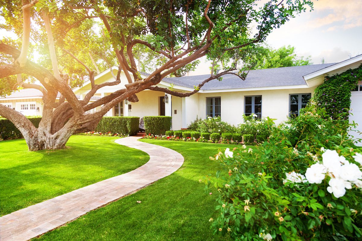 Không gian ngoại thất, cửa trước, lối vào nhà gọn thoáng, sạch đẹp tạo ấn tượng đầu tiên khi khách thuê tới xem nhà.