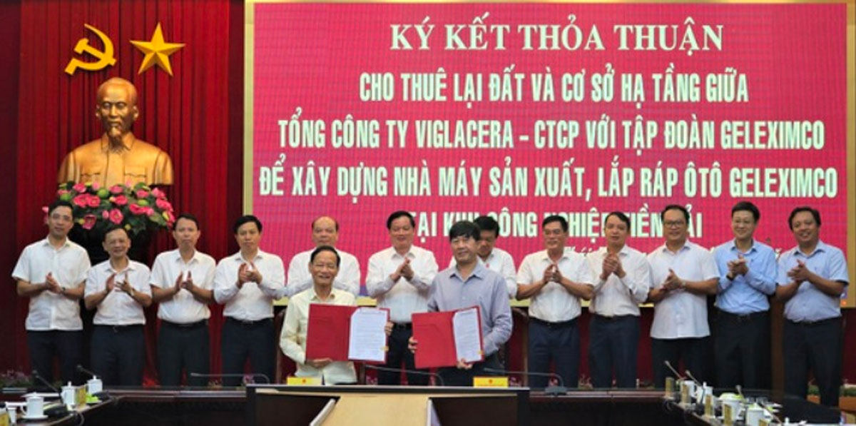 lễ ký kết thỏa thuận cho thuê lại đất và cơ sở hạ tầng giữa Tổng công ty Viglacera với Tập đoàn Geleximco 