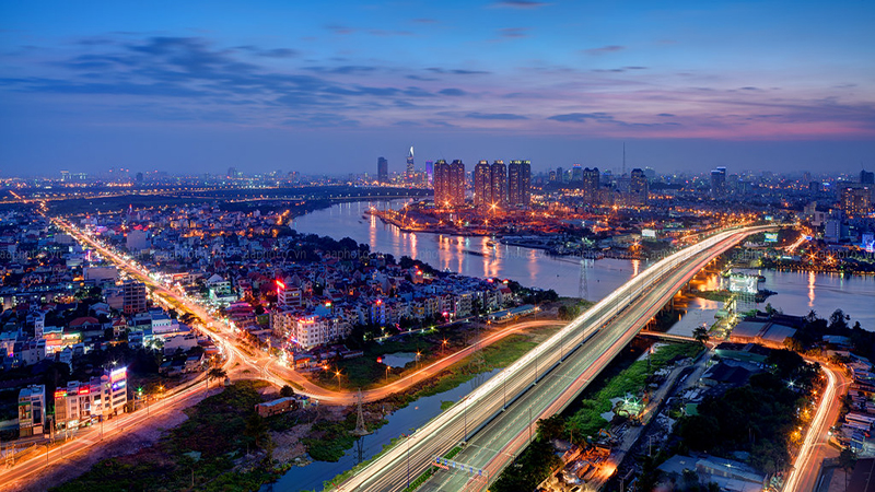 Cầu Thủ Thiêm 1 về đêm