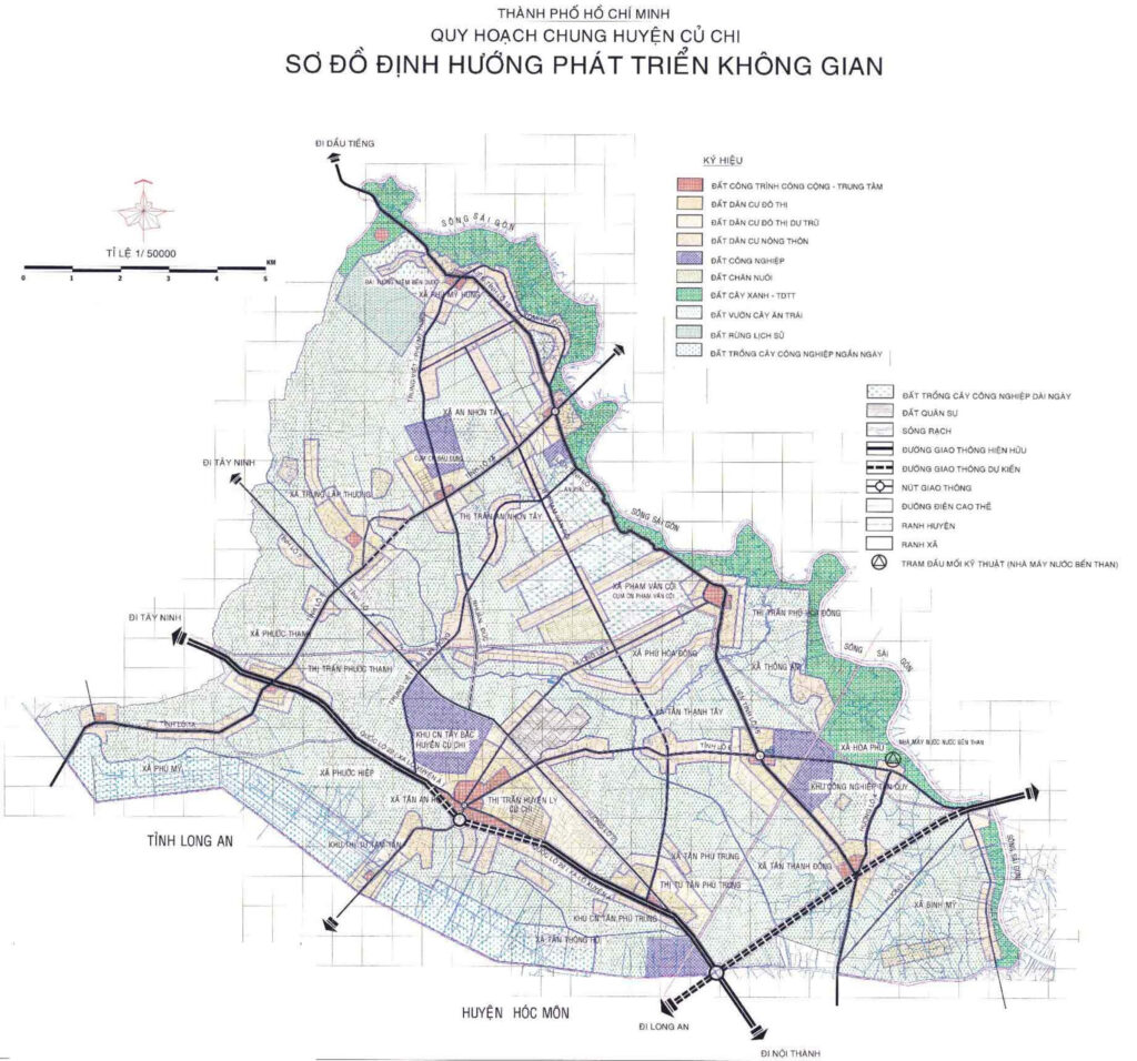 Bản đồ quy hoạch huyện Củ Chi về định hướng phát triển không gian