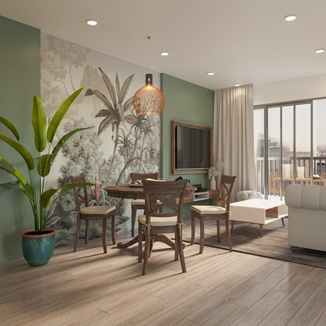 Khó có thể rời mắt khỏi bức tranh sống động mang hơi hướng Tropical nơi đây. Màu sắc nhiệt đới tạo cảm giác tươi vui, phấn khích. 