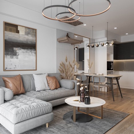 phòng khách căn hộ 70m2