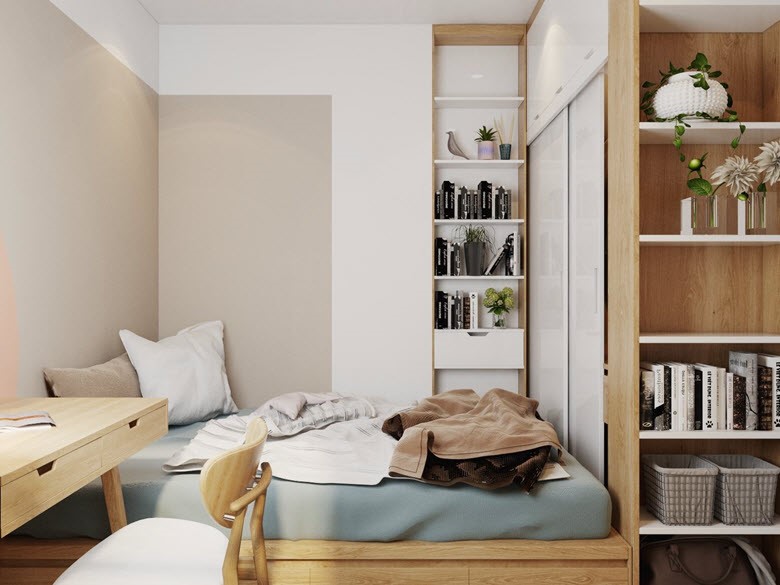 B&agrave;n học rộng r&atilde;i gi&uacute;p con thỏa sức sử dụng. Tủ s&aacute;ch kịch tường đi liền với tủ quần &aacute;o, thuận tiện trong sinh hoạt h&agrave;ng ng&agrave;y.