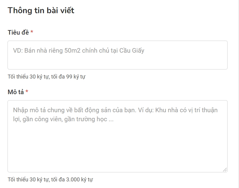 tiêu đề tin rao