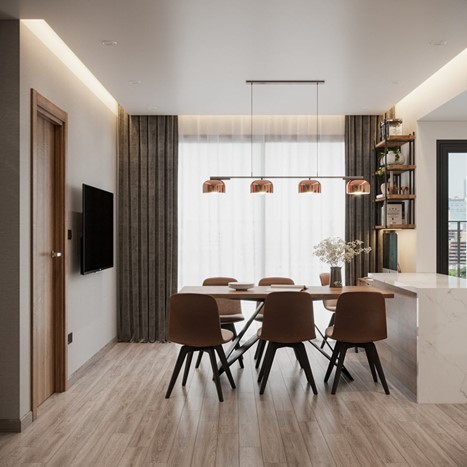 Ph&ograve;ng kh&aacute;ch với của k&iacute;nh cao kịch trần gi&uacute;p kh&ocirc;ng gian lu&ocirc;n được mở rộng.