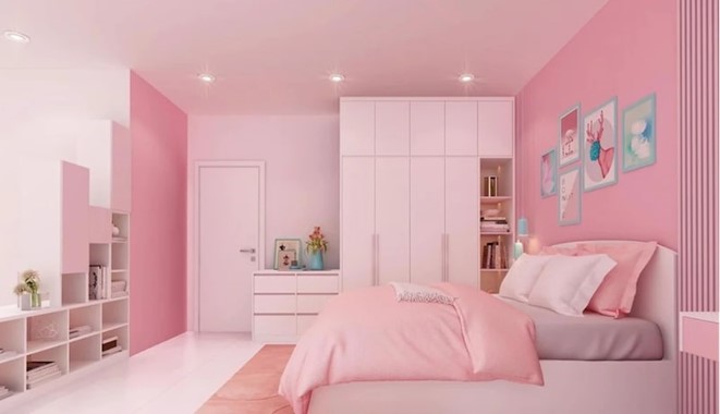 M&agrave;u hồng nữ t&iacute;nh gi&uacute;p ph&ograve;ng ngủ của c&ocirc; con g&aacute;i trở n&ecirc;n xinh y&ecirc;u hơn.