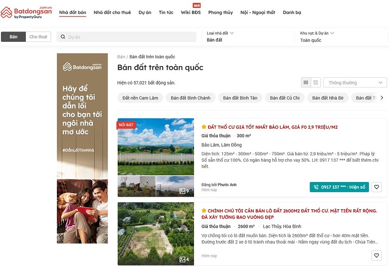 C&aacute;c t&igrave;m kh&aacute;ch h&agrave;ng mua đất qua website đăng tin bất động sản 