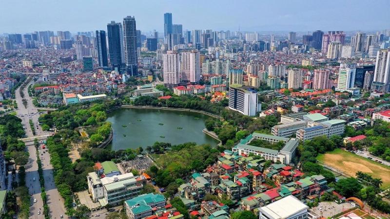 H&igrave;nh ảnh một g&oacute;c TP. H&agrave; Nội nh&igrave;n từ tr&ecirc;n cao