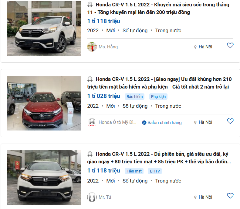 mua xe Honda CR-V.