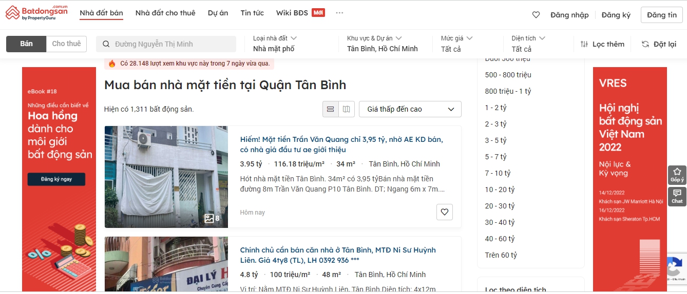 tin đăng bán nhà phố tân bình