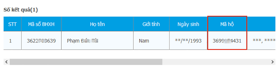 “Mã hộ” chính là số sổ hộ khẩu của bạn.