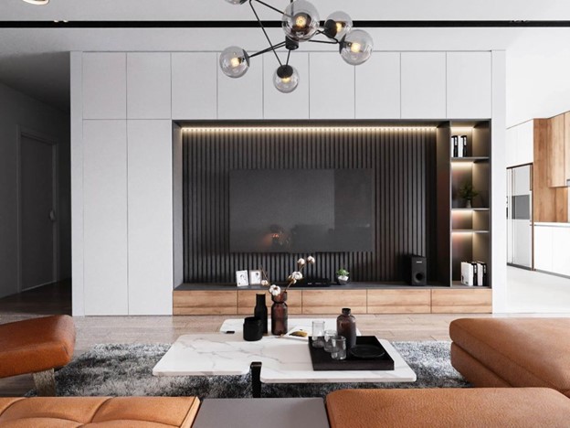 Thiết kế phòng khách hiện đại đẳng cấp của chị Huệ tại chung cư The Legacy.