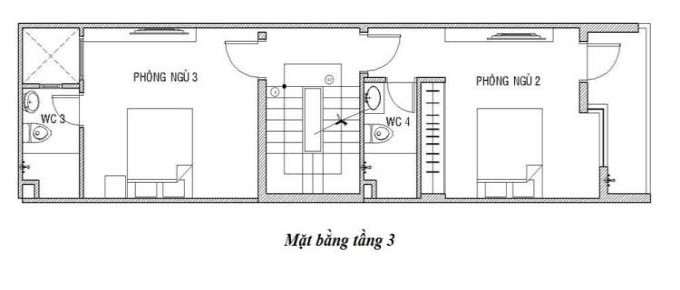 Mặt bằng công năng tầng 3 nhà ống