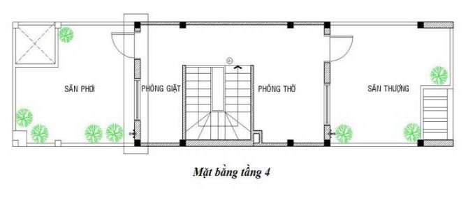 Mặt bằng công năng tầng 4 nhà ống