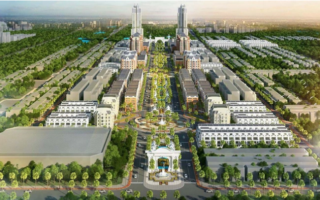 phối cảnh một khu đ&ocirc; thị nh&igrave;n từ tr&ecirc;n cao