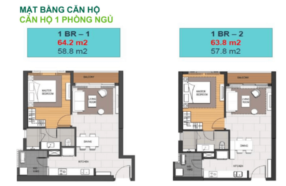 Mặt bằng căn hộ Linden Residences căn 1 phòng ngủ