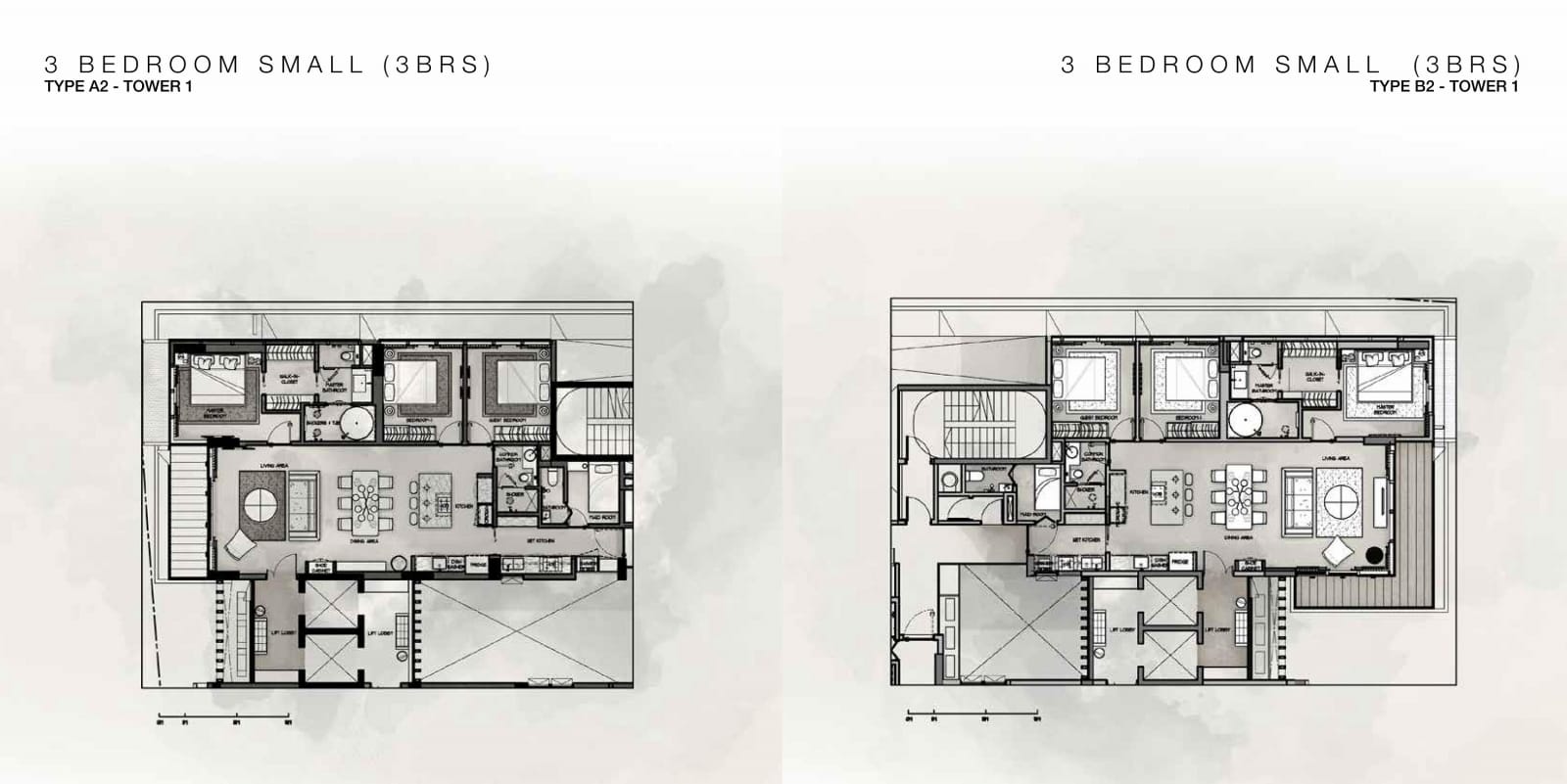 Mặt bằng căn hộ 3 phòng ngủ nhỏ tòa Cove Empire City