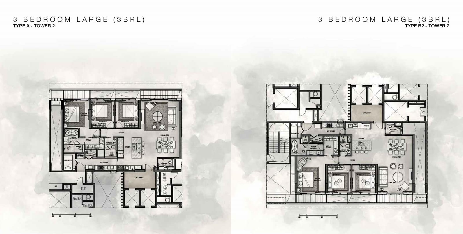 Mặt bằng căn hộ 3 phòng ngủ lớn tòa Cove Empire City