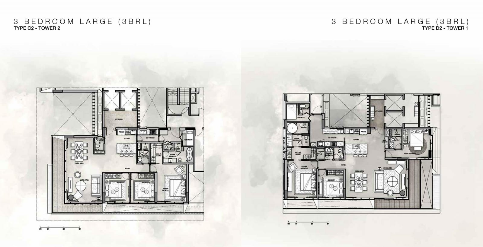 Mặt bằng căn hộ 3 phòng ngủ lớn Cove Empire City