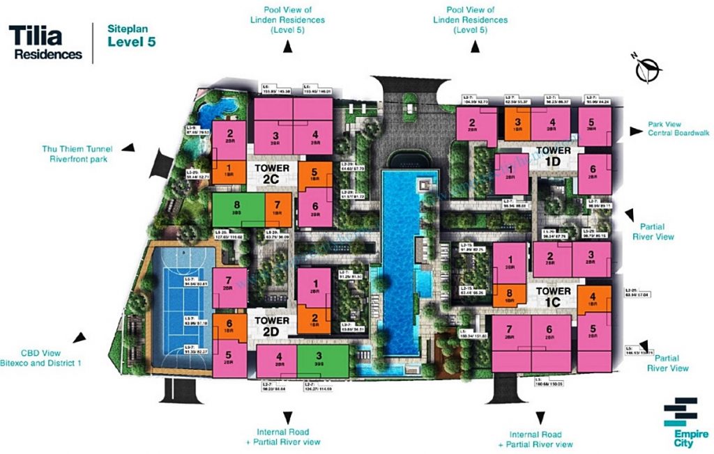 Mặt bằng điển hình tòa Tilia Residences dự án Empire City