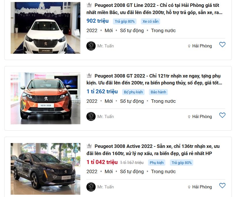 ưu đ&atilde;i mua xe Peugeot.