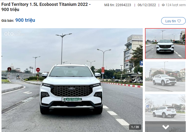 Ford Territory 1.5L Ecoboost Titanium 2022 được chào bán với giá 900 triệu đồng. 1
