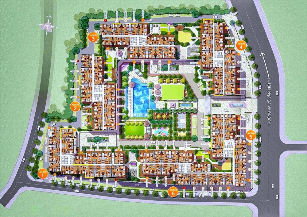 mặt bằng đi&ecirc;̉n hình akari city