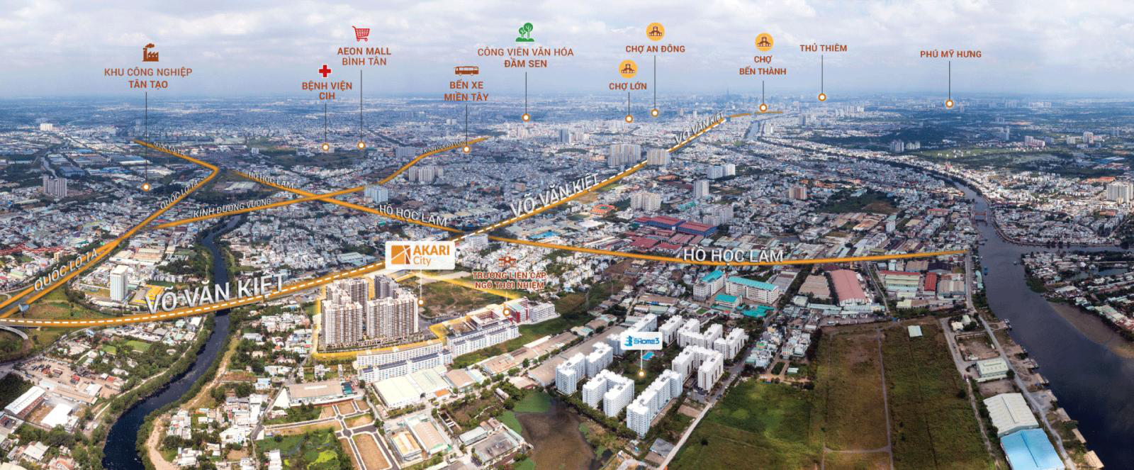 Vị trí Akari City Bình Tân kết nối hạ tầng, giao thông thuận tiện.