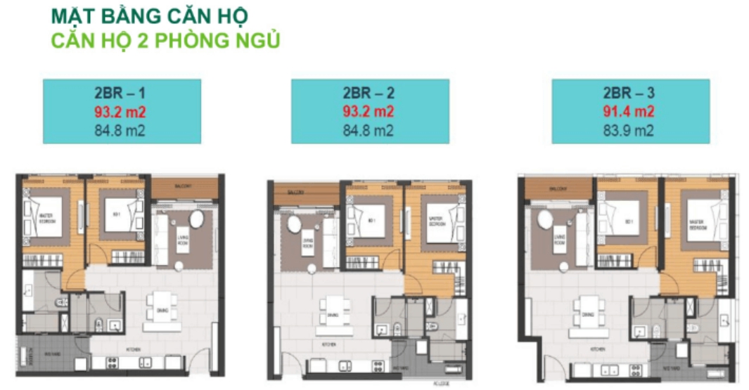 Mặt bằng căn hộ 2 phòng ngủ Linden Residence