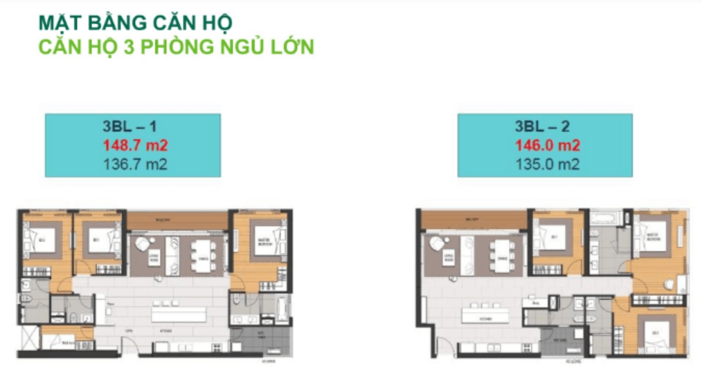 Mặt bằng căn hộ 3 phòng ngủ lớn Linden Residence