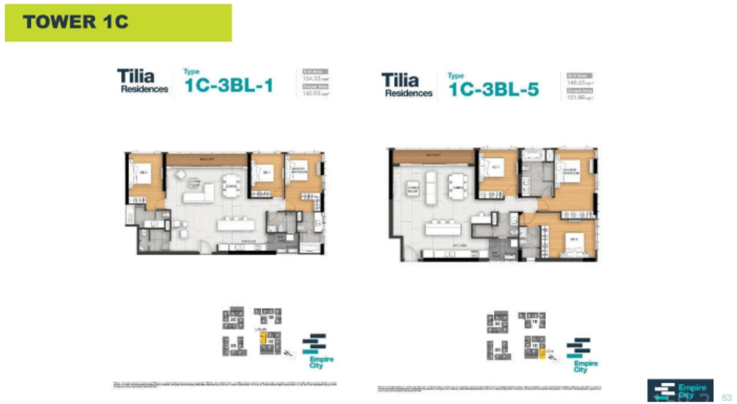 Mặt bằng căn 3 phòng ngủ Tilia Residence