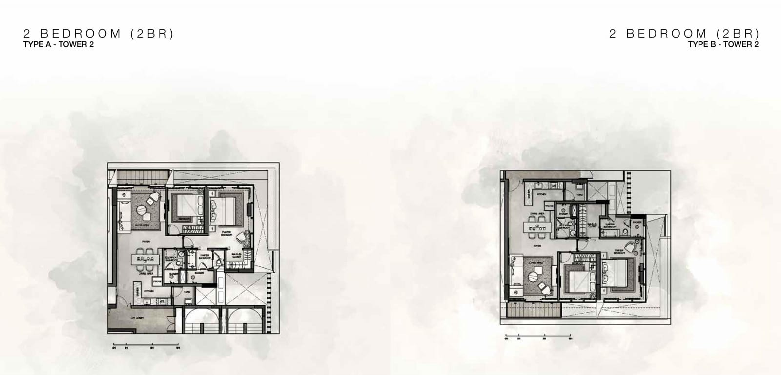 Mặt bằng căn hộ 2 phòng ngủ tòa Cove