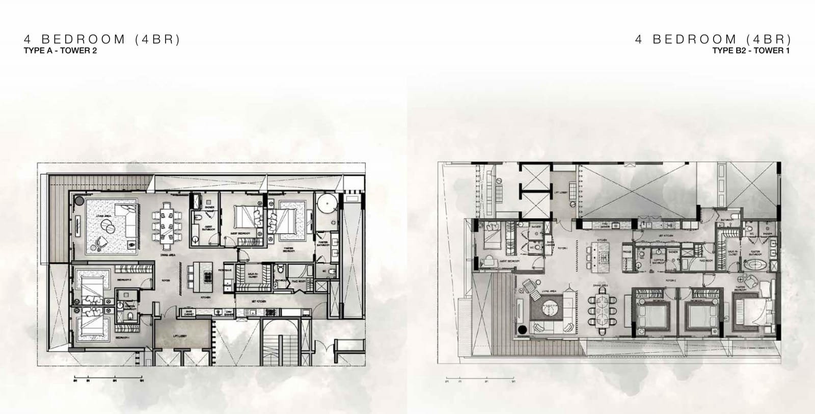 Mặt bằng chi tiết căn hộ 4 phòng ngủ