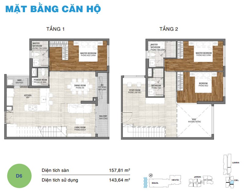 Mặt bằng căn duplex D6