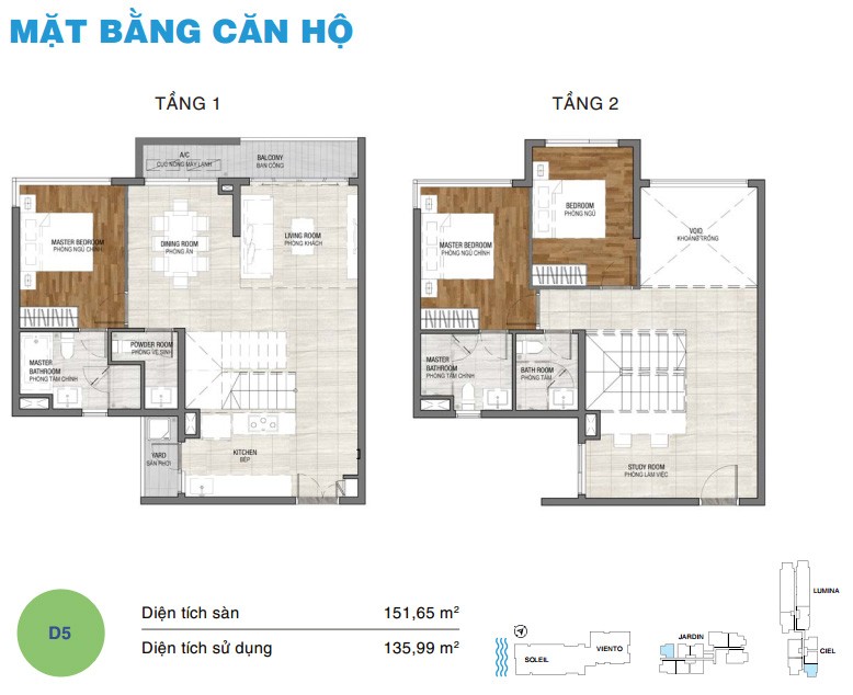 Mặt bằng căn duplex D5