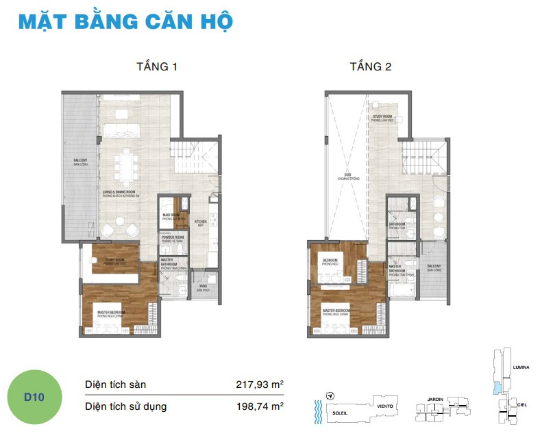 Mặt bằng căn duplex D10
