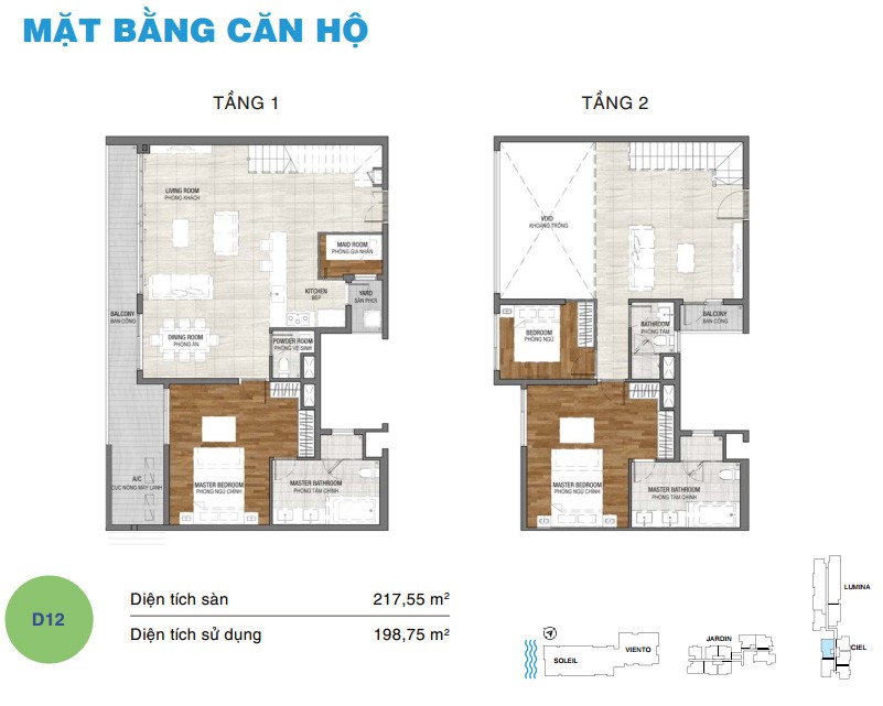 Mặt bằng căn duplex D12