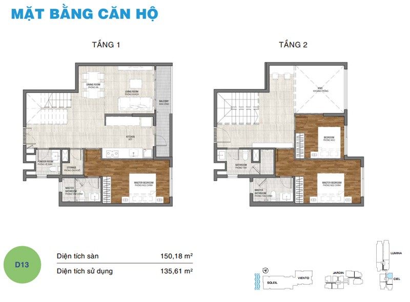 Mặt bằng căn duplex D13