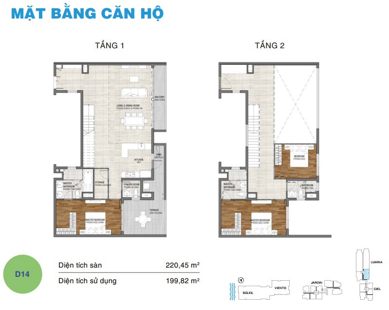 Mặt bằng căn duplex D14